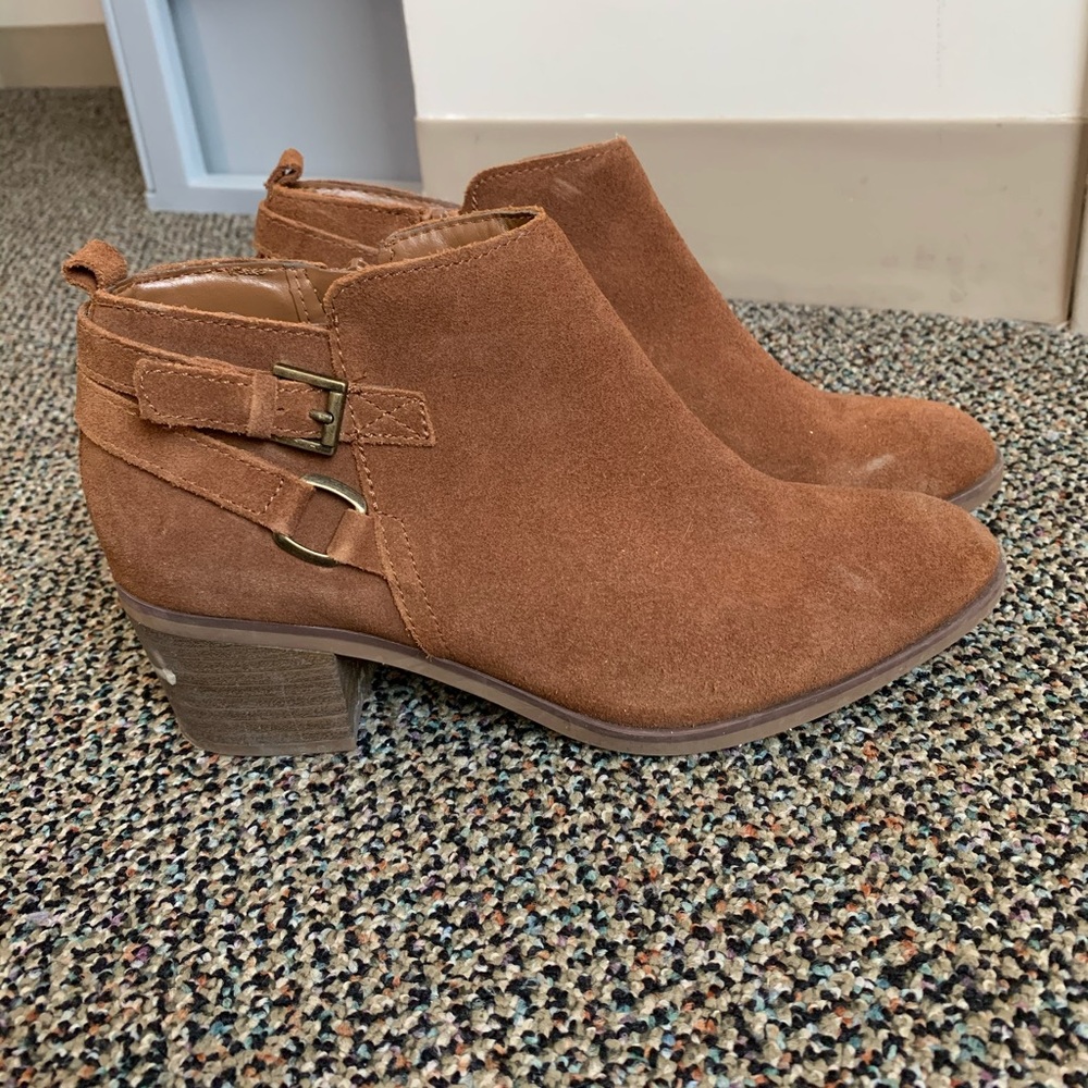 Brown wedged booties